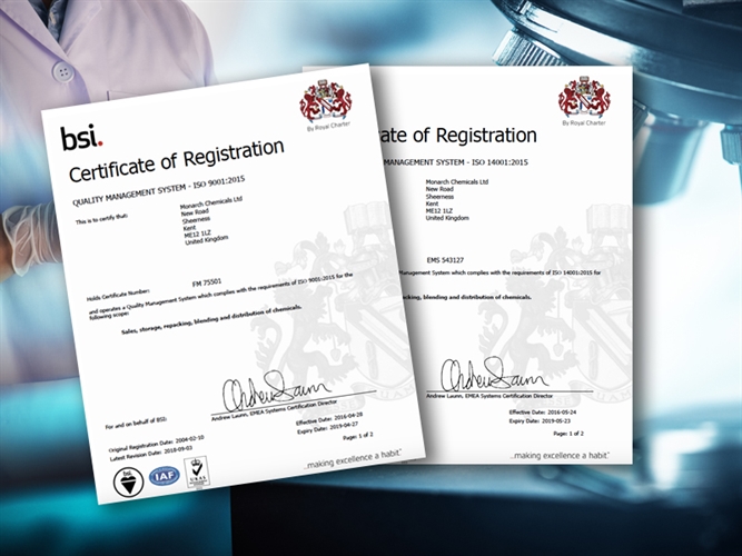 Monarch obtains the revised 2015 ISO standard Monarch obtains the revised 2015 ISO standard