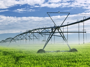 Water irrigation using nitric acid spraying crops
